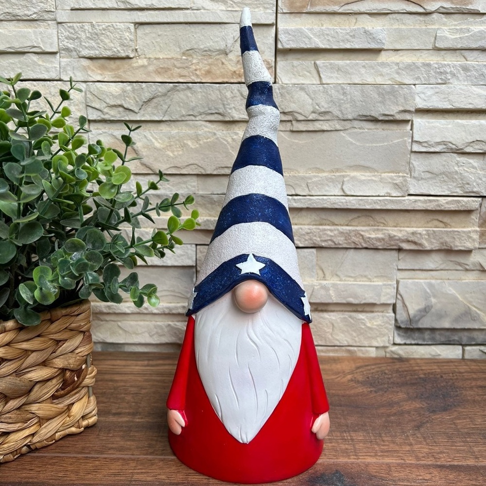 🆕 Patriotic Gnome 12" H Resin Holiday Decor!